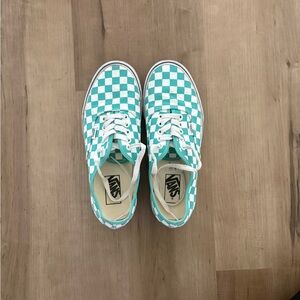 Vans Aqua and White Checkered Shoes